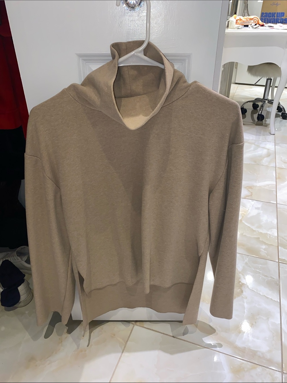 Zara Beige Ribbed Turtleneck Sweater
